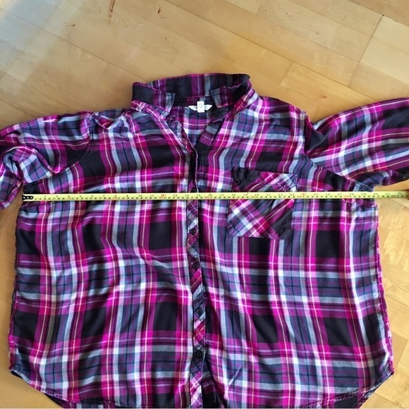Terra & Sky Plaid Button Down Blouse, Pink, Black, Size 4X - Picture 9 of 17